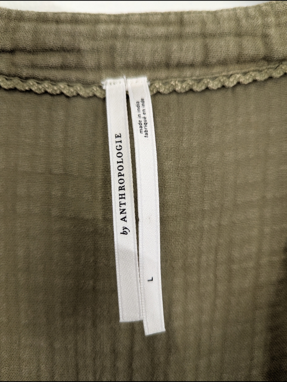 Anthropologie Olive Green Deep V-Neck Tiered Maxi Dress Cotton Gauze L - Picture 5 of 15